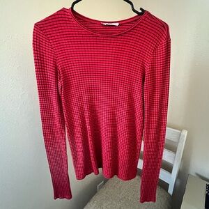 Zara Red&Black Striped Long Sleeve Women's Top